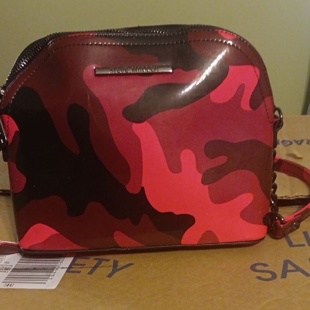 Steve Madden Red and Black Camouflage Crossbody Bag
